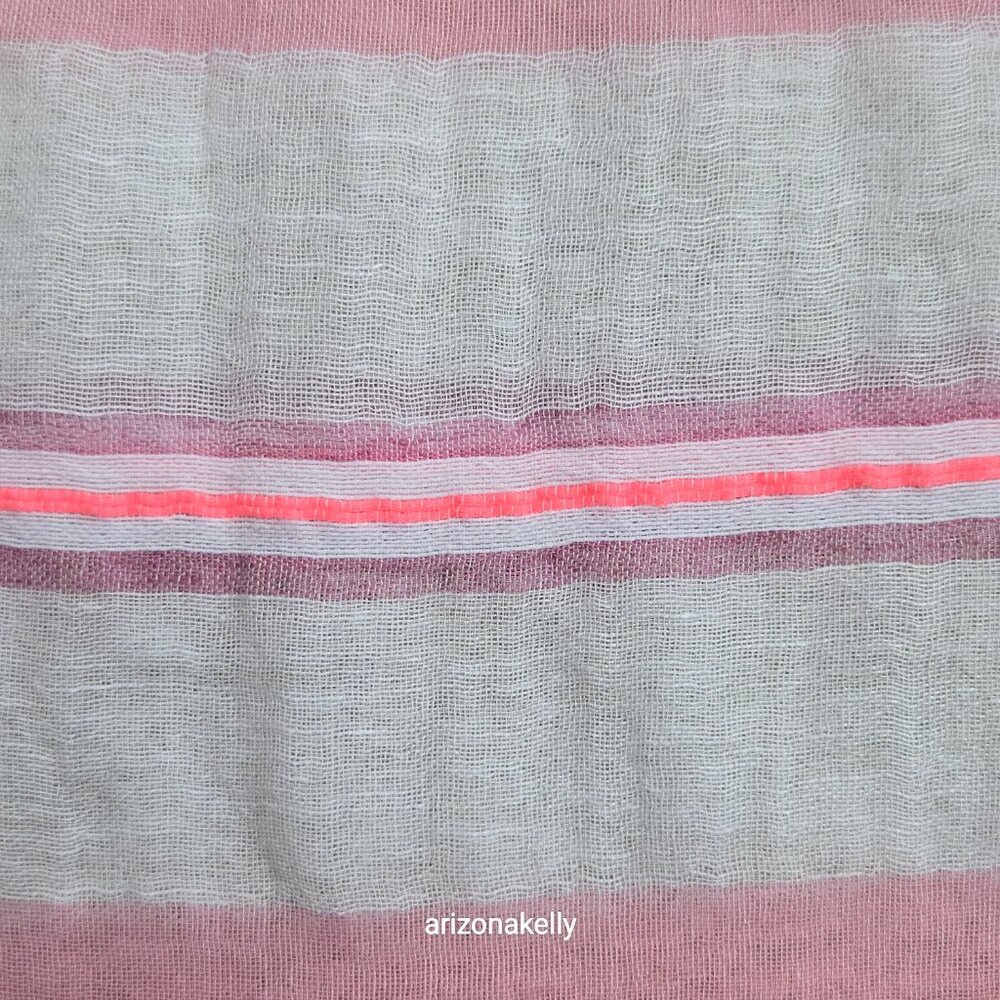 Oska Linen & Cotton Scarf Pink & White - Picture 3 of 13